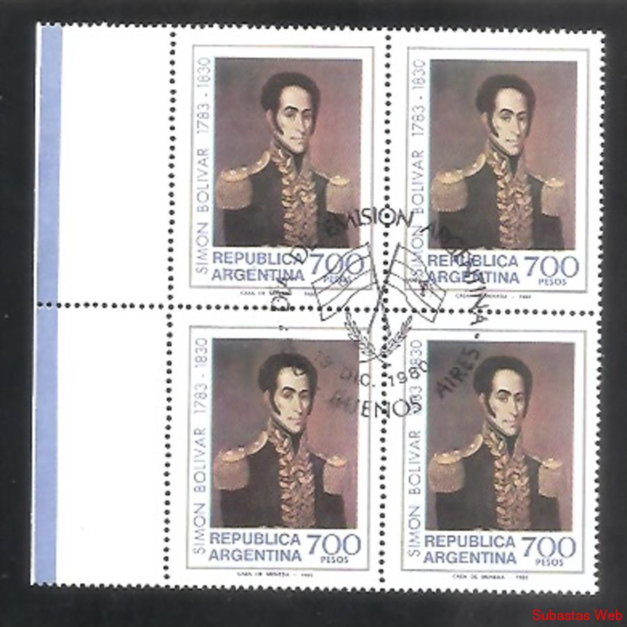 ARGENTINA 1980(1279) SIMON BOLIVAR CUADRITO PDE