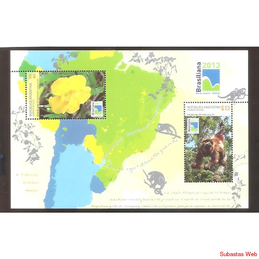 ARGENTINA 2013(BLOCK GJ244) EXPOSICION FILATELICA BRASILIA
