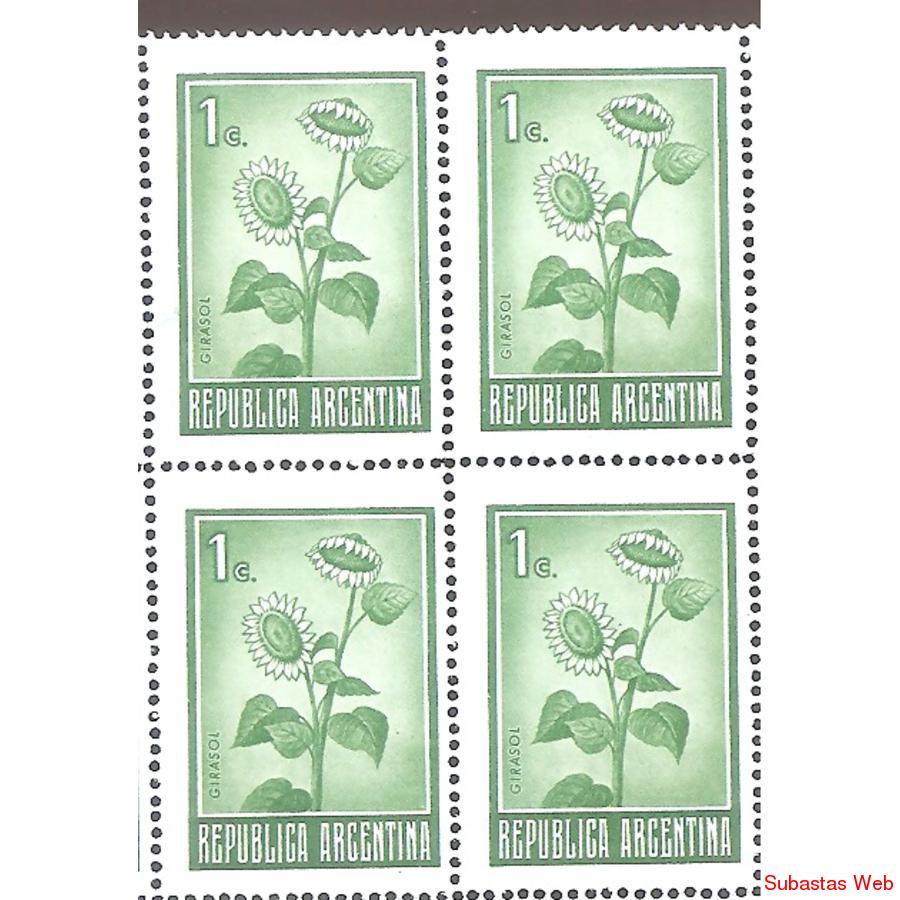 ARGENTINA 1972 CUADRITO MT911A  GIRASOL TIZADO FLUORESCENTE