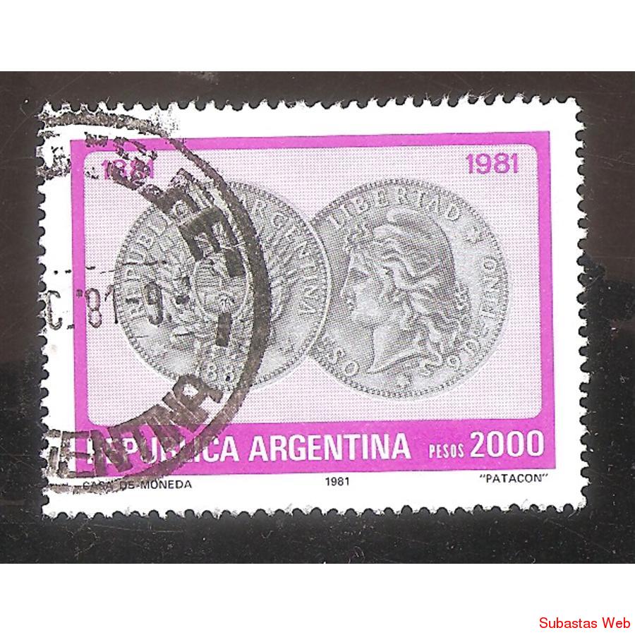 ARGENTINA 1981 (MT1320) PRIMERAS MONEDAS SELLO1,  USADA