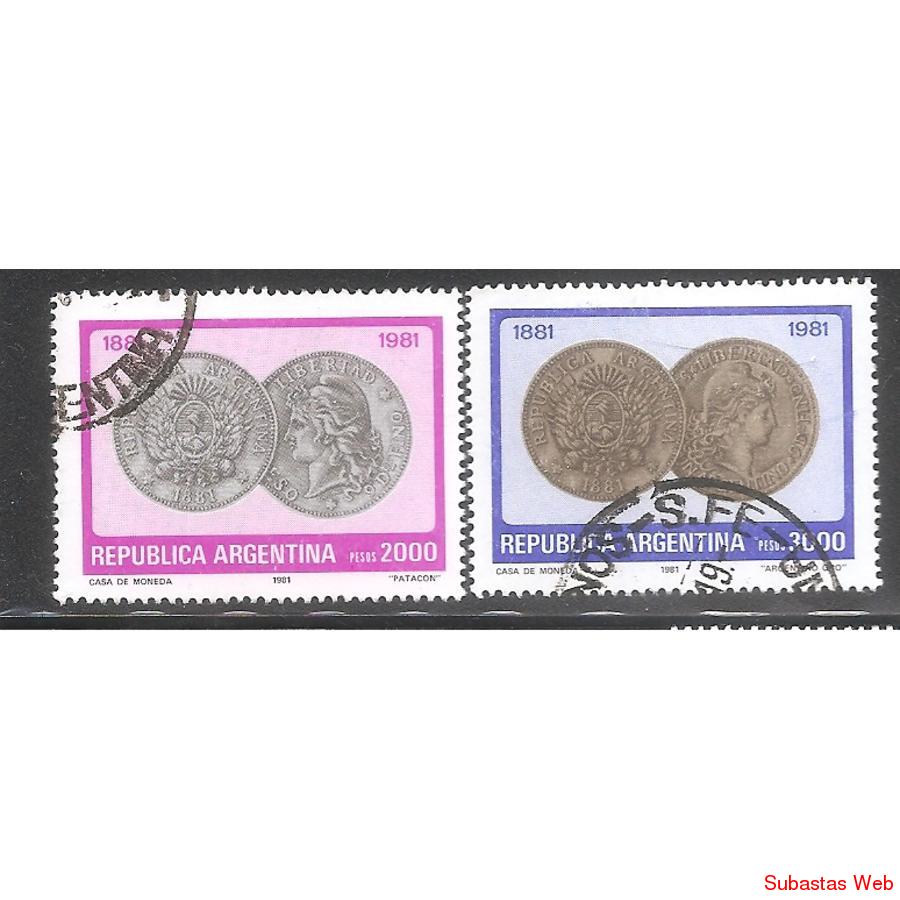 ARGENTINA 1981 (MT1320-21) ACUÑACION PRIMERAS MONEDAS  USADA