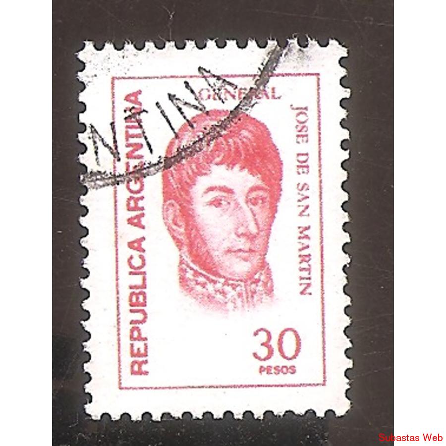 ARGENTINA 1977 (MT1086) PROCERES: SAN MARTIN $30  USADA