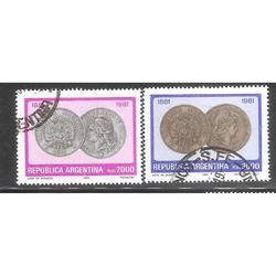 ARGENTINA 1981 (MT1320-21) ACUÑACION PRIMERAS MONEDAS  USADA