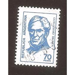 ARGENTINA 1976 (MT1068a) PROCERES: BROWN DE $70 PAPEL MATE,