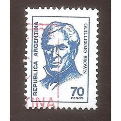 ARGENTINA 1976 (MT1068) PROCERES: BROWN DE $70 TIZADO,  USAD