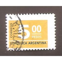 ARGENTINA 1976 (MT1043) CIFRAS DE $5 TIZADO FLUO,  USADA