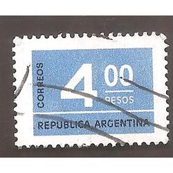 ARGENTINA 1976 (MT1042a) CIFRAS DE $4  PAPEL MATE,  USADA
