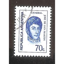 ARGENTINA 1973 (MT949) PROCERES: SAN MARTIN $0,70 USADA