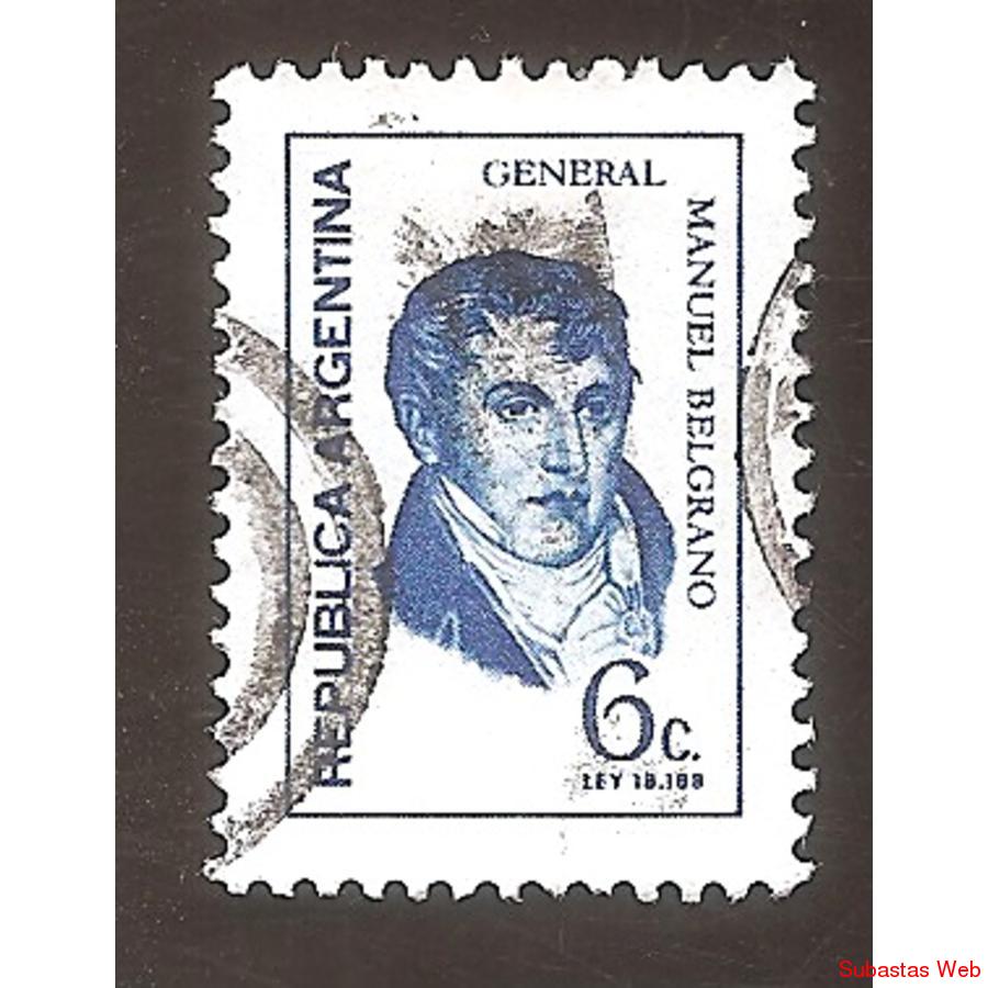 ARGENTINA 1970 (MT866) PROCERES: BELGRANO DE $6  USADA