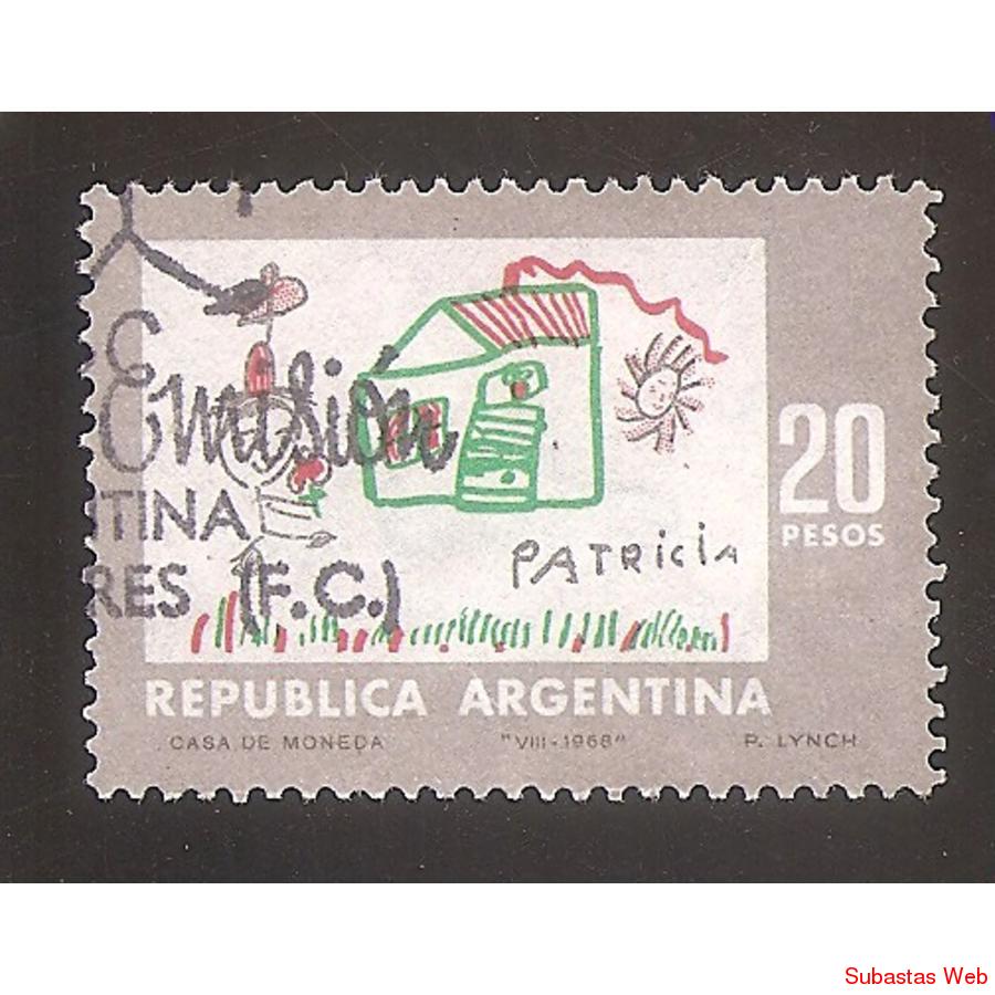 ARGENTINA 1968 (MT818) DIBUJOS INFANTILES SELLO 1 USADO