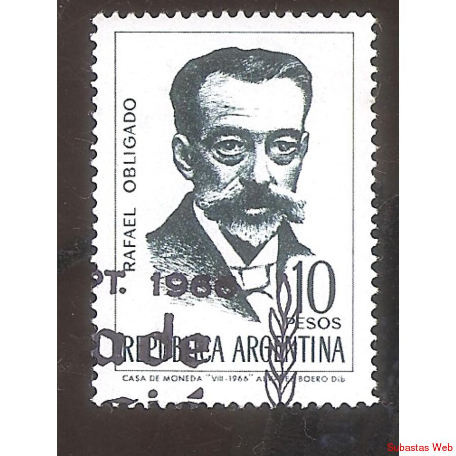 ARGENTINA 1966 (MT767) ESCRITORES: RAFAEL OBLIGADO,  USADA