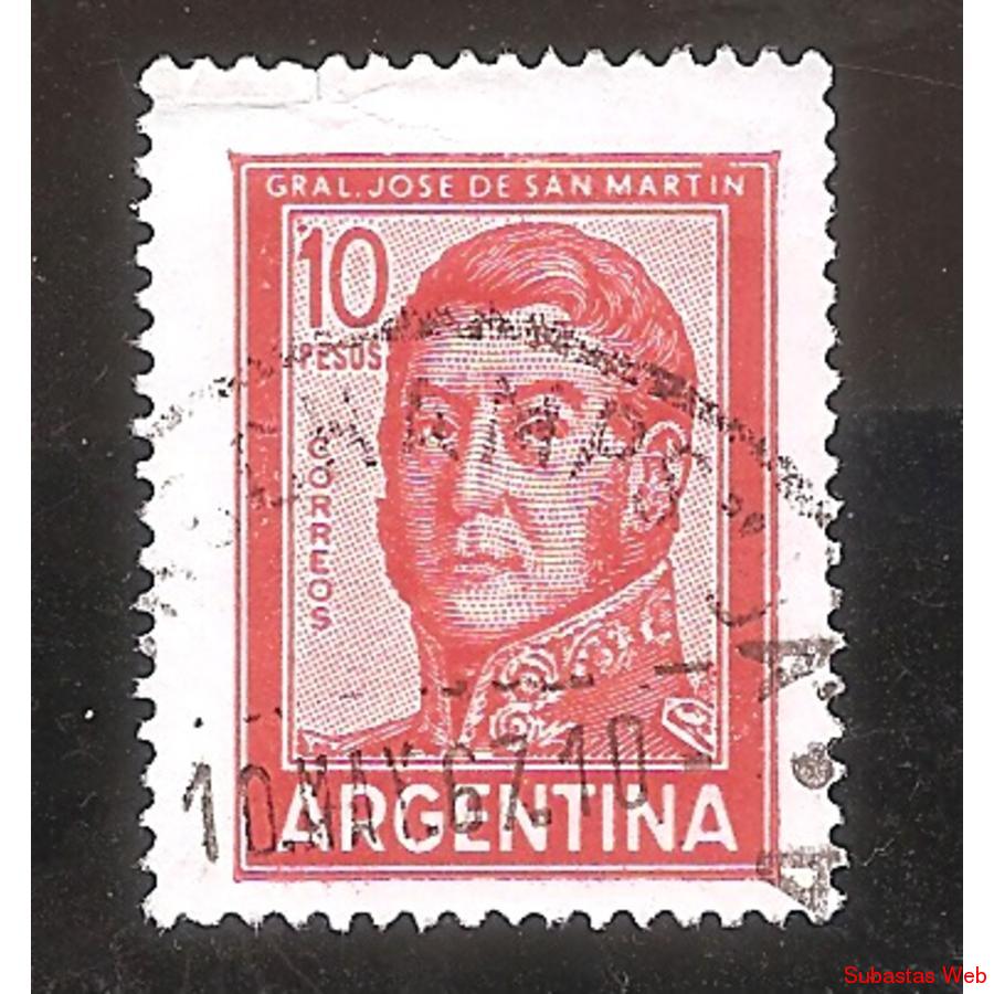 ARGENTINA 1966 (MT732a) PROCERES: SAN MARTIN $10 TIPOGRAFIA