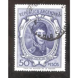 ARGENTINA 1965 (MT720) PROCERES SAN MARTIN  TIZADO, USADA