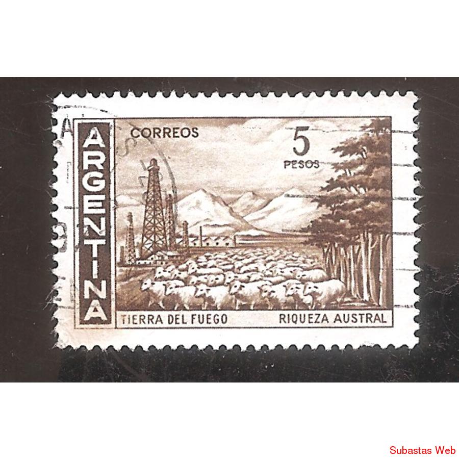 ARGENTINA 1959(MT606a) PROC Y RIQ: TIERRA DEL FUEGO TIZADO,