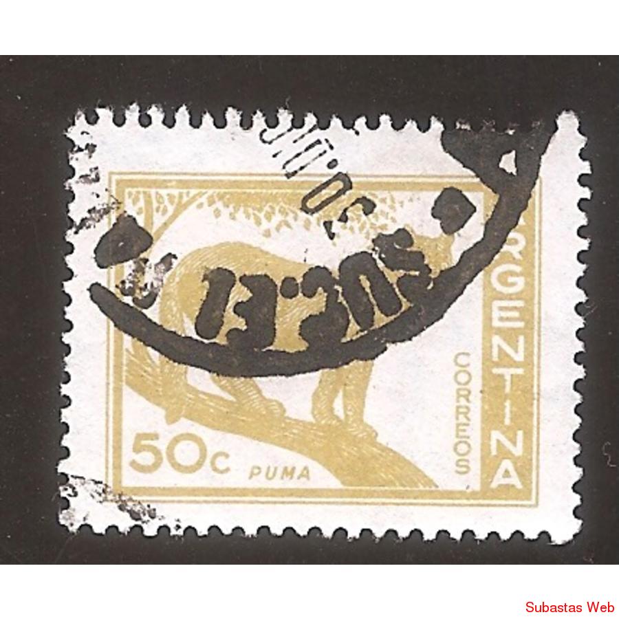 ARGENTINA 1959(MT603Aa) PROCERES Y RIQUEZAS PUMA OFFSET TIZA
