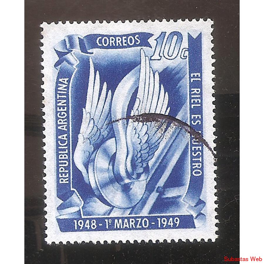 ARGENTINA 1949(MT500) TRANSFERENCIA DE LOS FERROCARRILES,  U