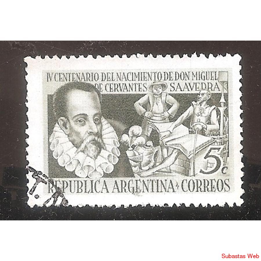 ARGENTINA 1947(MT489) NACIMIENTO DE CERVANTES  USADA