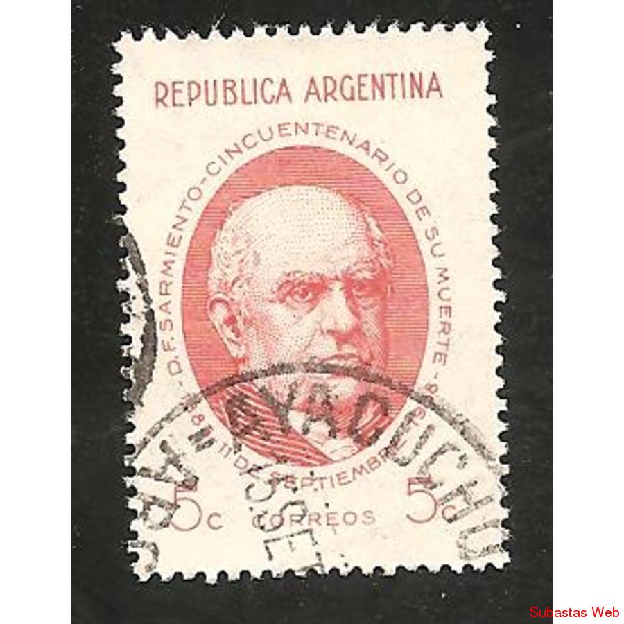 ARGENTINA 1938(MT388) MUERTE DE SARMIENTO  SELLO 2, USADA
