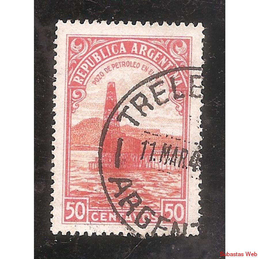 ARGENTINA 1935(MT379) PETROLEO FILIGRANA RA RO,  USADA
