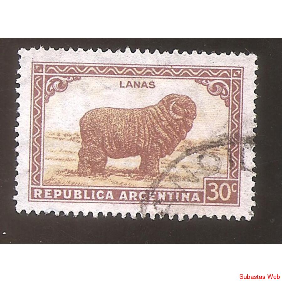 ARGENTINA 1935(MT377I) OBEJA FILIGRANA  RAYOS RECTOS  USADA