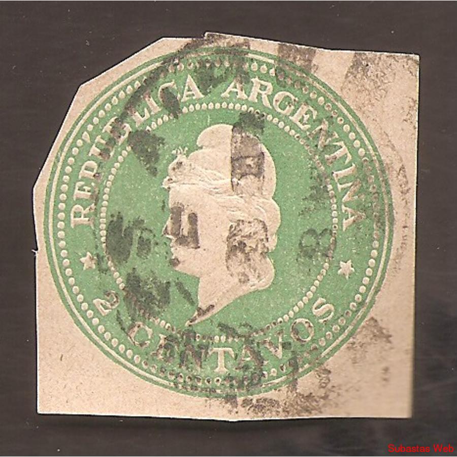 ARGENTINA 1896(FAJ27) CABEZA DE LIBERTAD EN RELIEVE 2ctv VER
