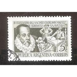 ARGENTINA 1947(MT489) NACIMIENTO DE CERVANTES  USADA