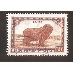 ARGENTINA 1935(MT377)  OBEJA FILIGRANA RA RO,  USADA