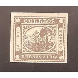 ARGENTINA 1858 BARQUITO IN Ps PARDO AMARILLO REIMPRESION