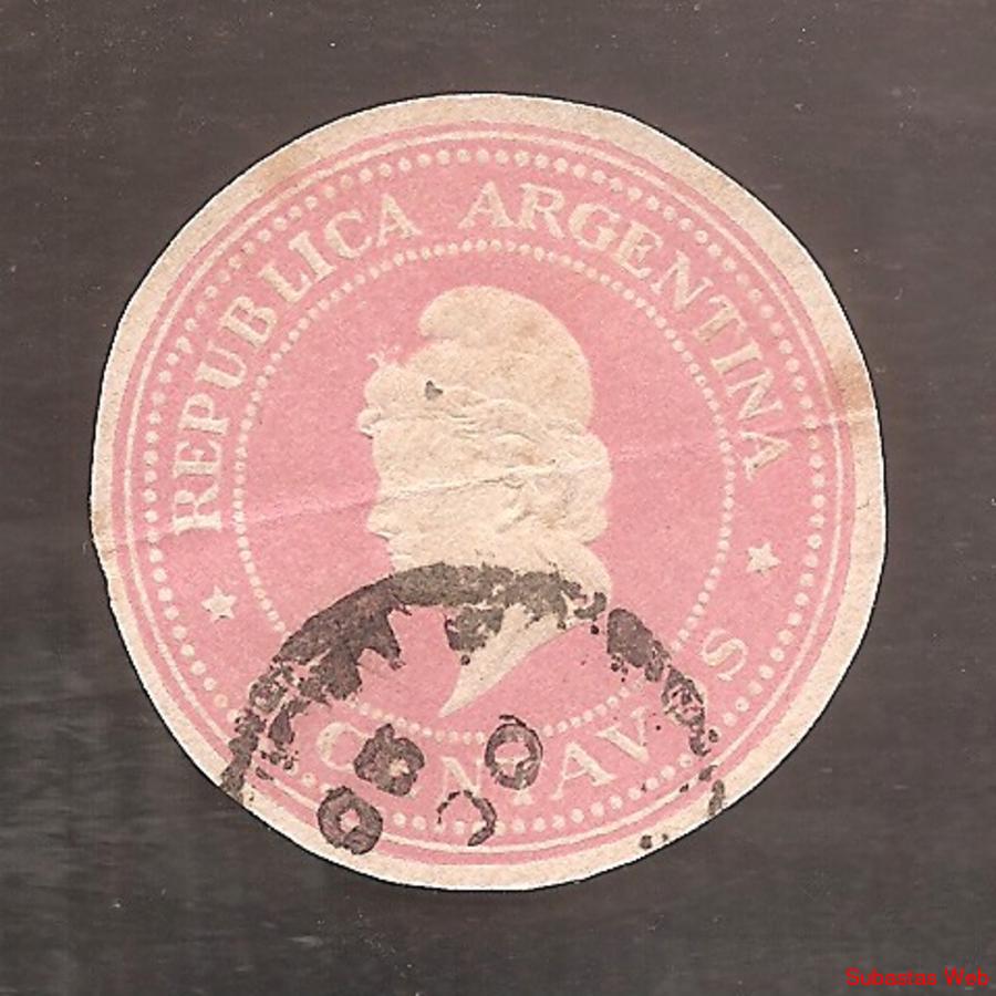 ARGENTINA  1896(FAJ28) CABEZA DE LIBERTAD DE 4 CTVS. FAJA PO