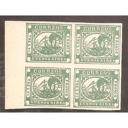 ARGENTINA 1858 BARQUITO  TRES Ps,  CUADRITO REIMPRESION