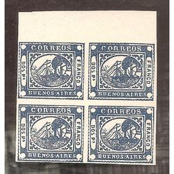 ARGENTINA 1858  BARQUITO  DOS Ps, CUADRITO REIMPRESION