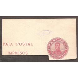 ARGENTINA 1906(FAJ39) CABEZA DE SAN MARTIN CORTADA DE FAJA 3