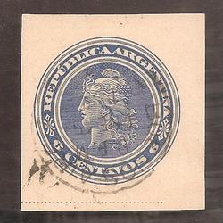 ARGENTINA 1902(TAR38) CABEZA DE LIBERTAD 1CTVO. CORTADA DE T