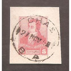 ARGENTINA 1892(SOB29) RIVADAVIA DE 5CTV.  CORTADO DE SOBRE P