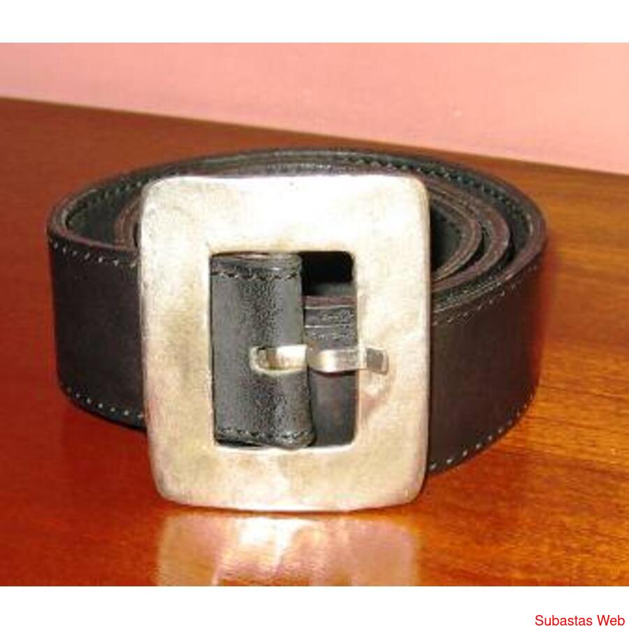Cinturon De Cuero Negro Con Hebilla Gde 1m -pilarsur