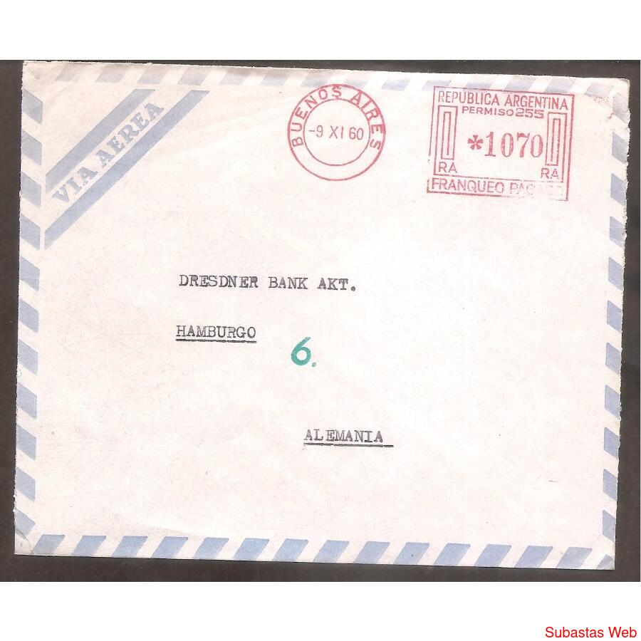 ARGENTINA 1960 SOBRE CIRCULADO NUMERO 138