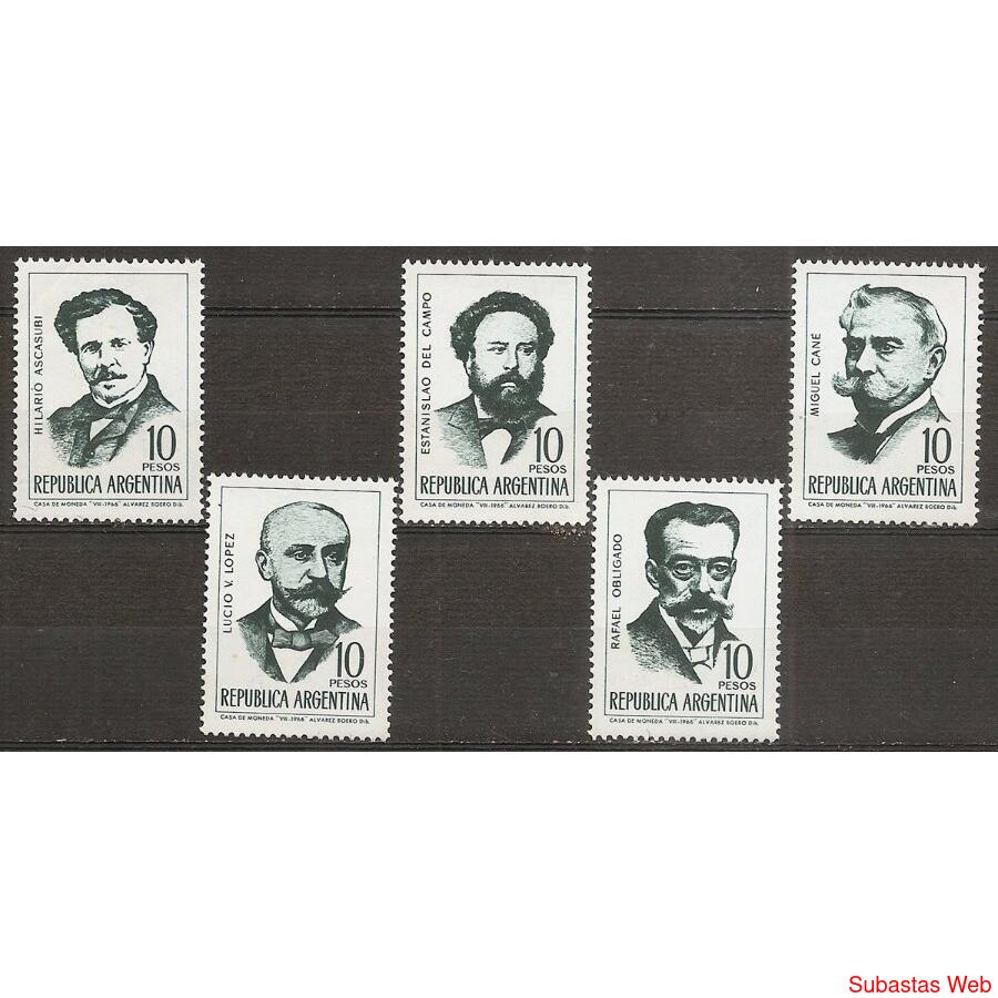 Argentina 763/7 Gj 1386/0 Mint Fil Inverti Escritores