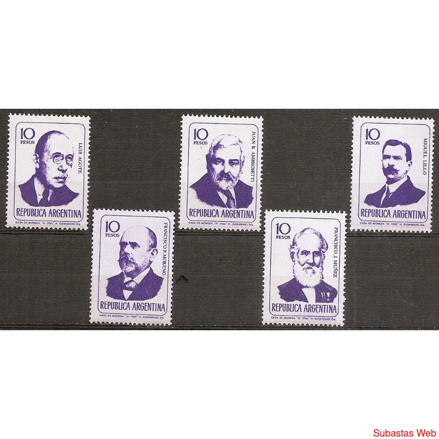 Argentina 768/2 Gj 1392/6 Científicos Mint Año 1966