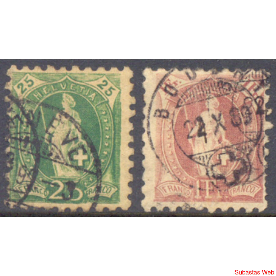 SUIZA. Sc 90 + 93 DENT. 9 1/2. FINAMENTE USADOS VC U$ 105.00