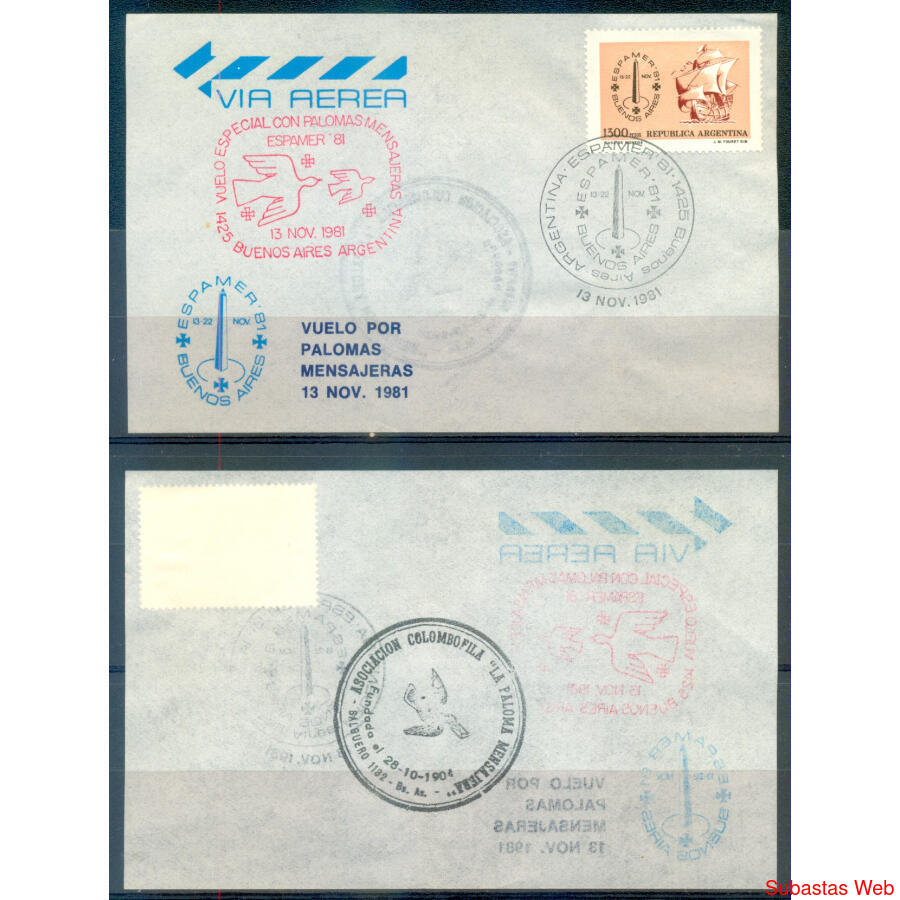 ARGENTINA RARA TARJETA VUELO ESPECIAL POR PALOMA MENSAJERA!!