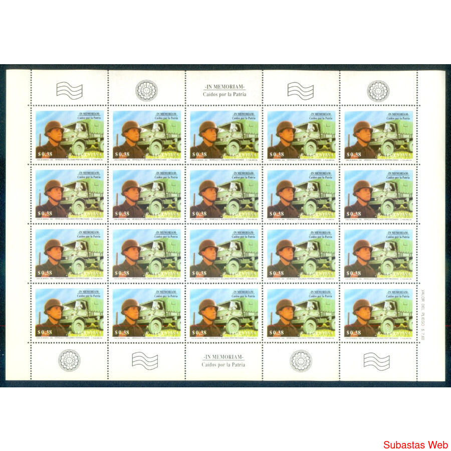 ARGENTINA GJ2588 MALVINAS EJERCITO PLANCHA COMPLETA U$ 25.00