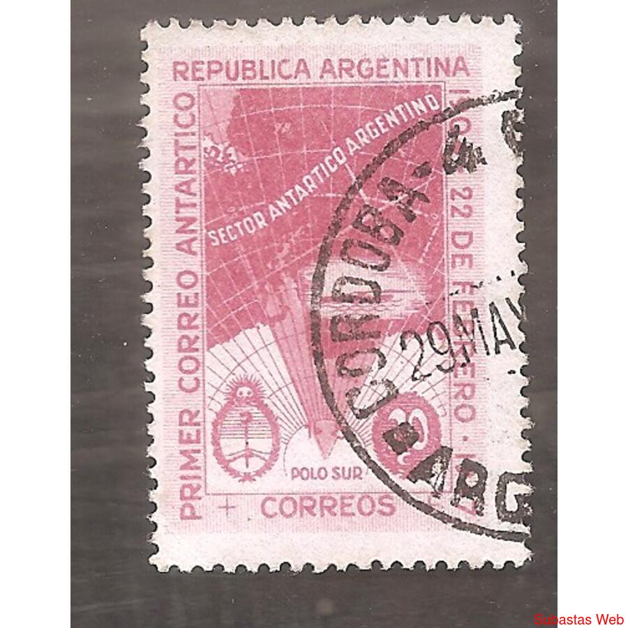 ARGENTINA 1947(486) 1ER.  CORREO ANTARTICO SIN FILI  USADA