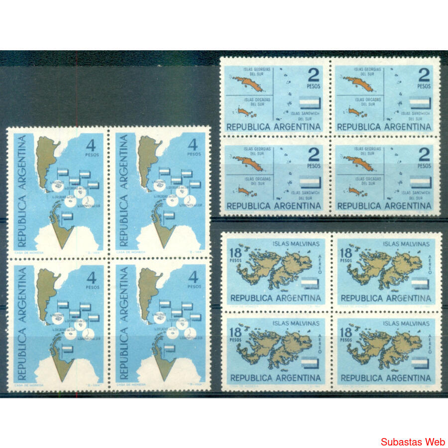 ARGENTINA GJ1272/74 SOBERANIA ANTARTICA SERIE CUADRITOS U$18