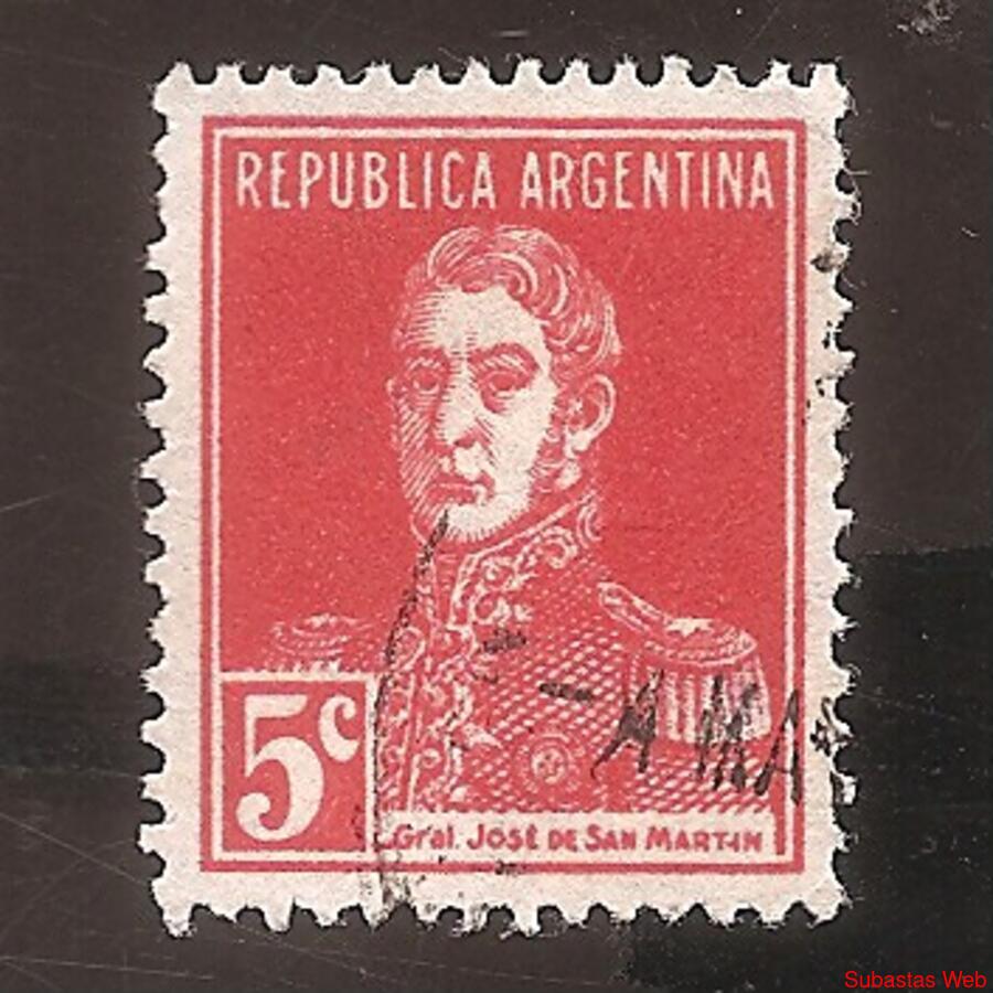 ARGENTINA 1923(301) SAN MARTIN SIN PUNTO,  13,5x12,5  USADA