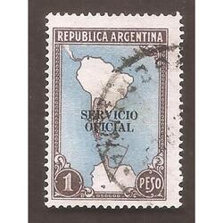 ARGENTINA 1951(MT512-348a) MAPA CON ANTARTIDA  SO  11mm  USA