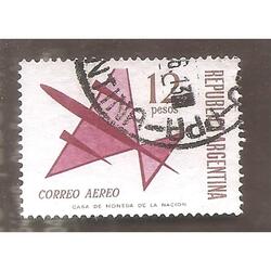 ARGENTINA 1965(A108) DIBUJO DE UN AVION,  MATE,  USADA