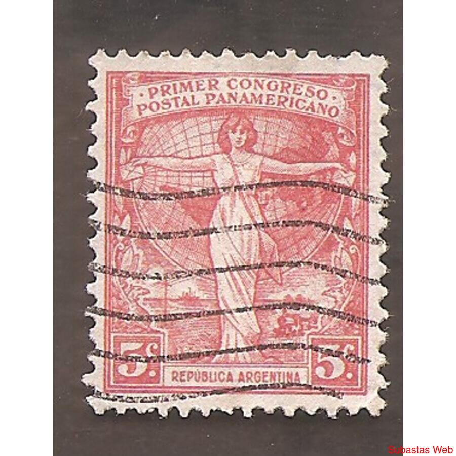 ARGENTINA 1921(265) 1ER CONGRESO POSTAL  CON FILI  USADA