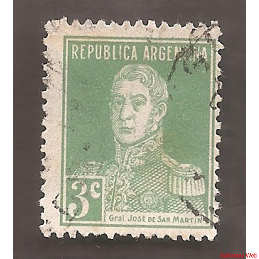ARGENTINA 1923(299) SAN MARTIN SIN PUNTO  13,5x12,5  USADA