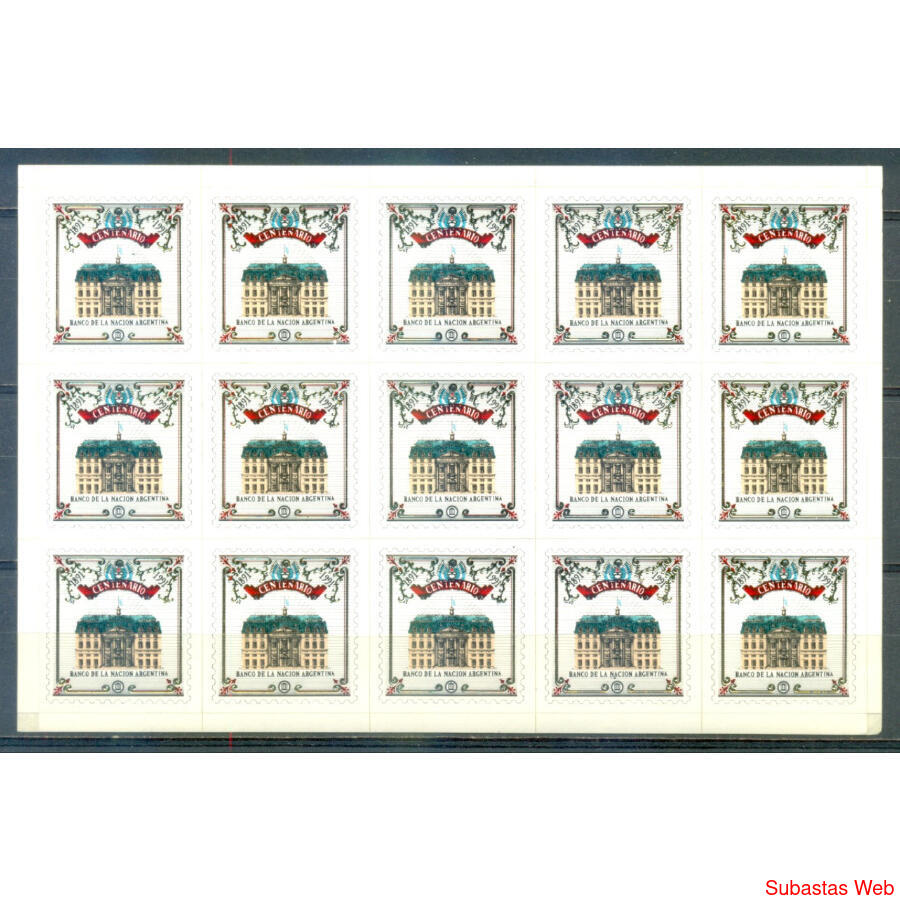 1991 BANCO NACION ARGENTINA. PLANCHA MINT x 15 VIÑETAS LUJO!