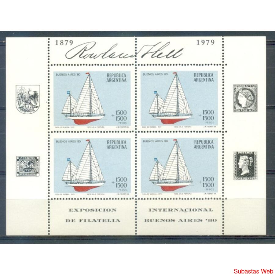 ARGENTINA GJ HB37 YATE ARA FORTUNA HOJA BLOCK MINT. U$ 14.00